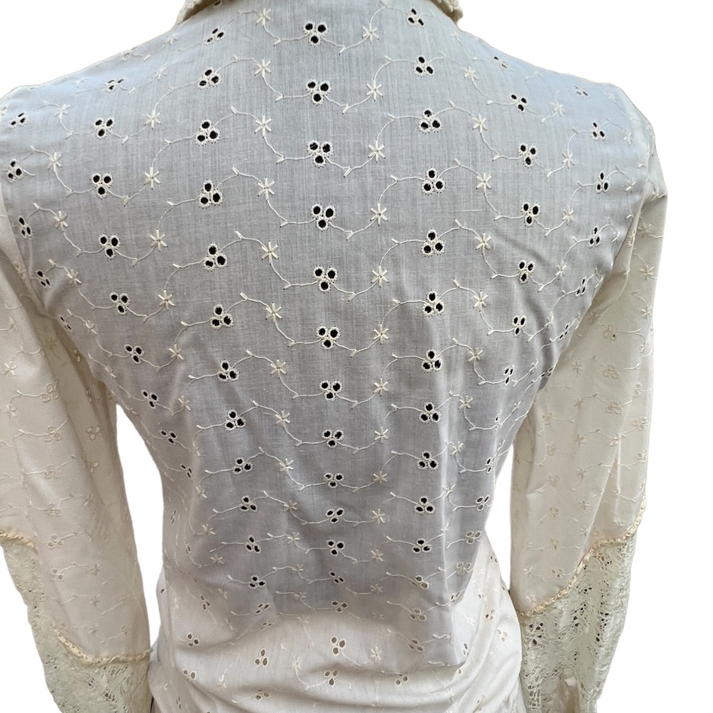 M. BIANCHI CALIFORNIA Vintage Eyelet Ruffle Hem Skirt & Button Down Top AMAZING! - Picture 8 of 16